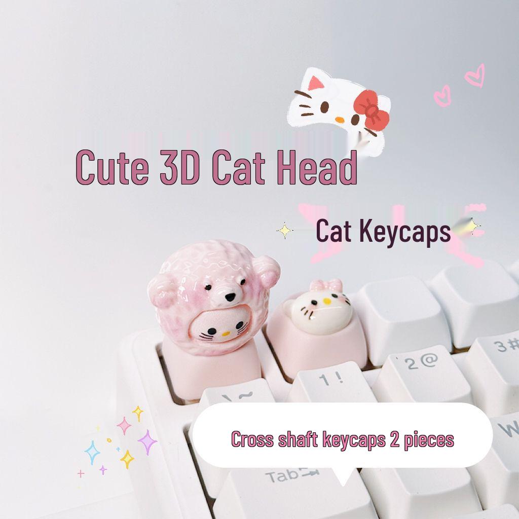 Custom 3D Cat Keycaps for Mechanical Keyboards - Cute Moa Design for Desktop Decor