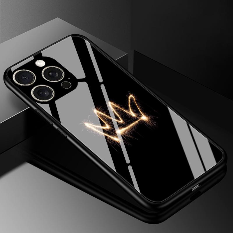 For iPhone 16 Pro Max Case Cover Tempered Glass Cases for Iphone 15 14 13 12 11 Pro Max X XS XR 7 8 Plus SE Hard Back Bumper