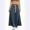 Women's  Elastic Waist Denim Swing Skirt  Women's Casual Long Skirt with American Design