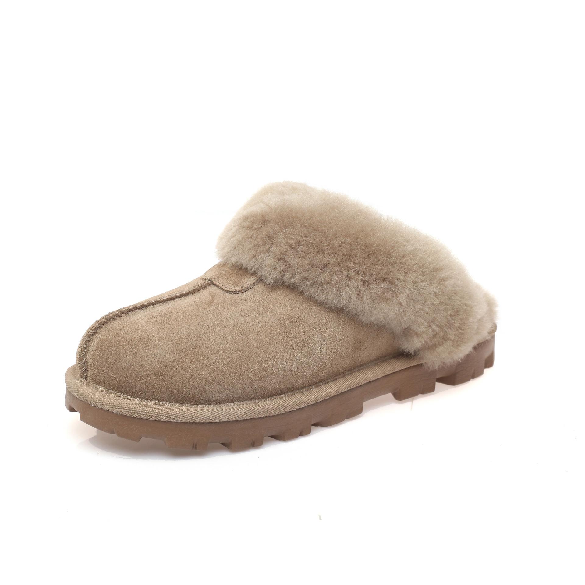 

New in November~ Home Mao Mao Slippers 2025 Sheepskin and fur integrated maroon wool warm bag head cotton mop 40