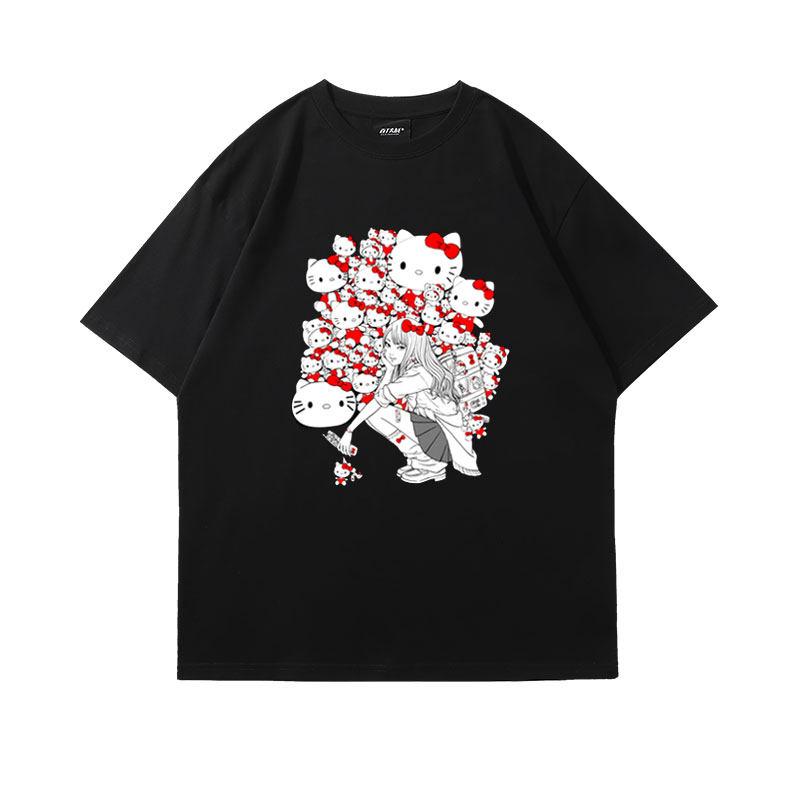

2026 New Casual Tshirt Tomoe Sanrio Peripheral Pure Cotton New Printed Parentchild Outfit for Unisex and Women S
