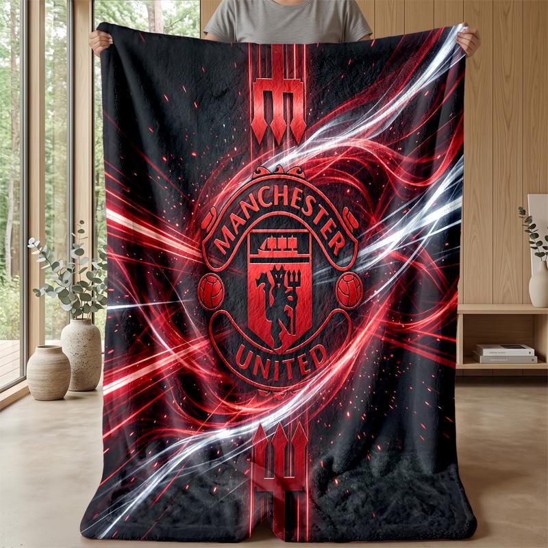 Coperta a tema Manchester United Morbida coperta in flanella Coperta morbida da divano Coperta accogliente per divano e letto per la decorazione della casa