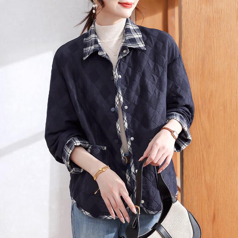 

Xuexi Mid-Aged Women s Padded Plaid Autumn Jacket XL