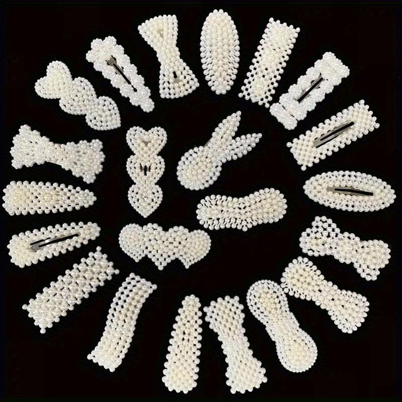 Faux Pearl Elegant Hair Clip Set Chic Bowknot Side & Bangs Styling Accessories for Women