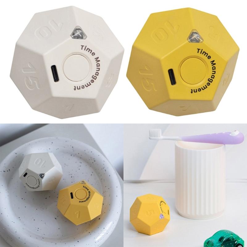 Flip Timer Cube-Kitchen Timers for Cooking Studying Working Sports White Yellow Vibrations-Flip Timers for Student
