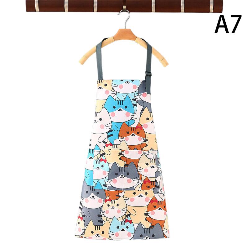 Cute Flower Cat Fruits Kitchen Household Oil-Proof Cooking Apron For Women Men Kitchen Waterproof Adult Coffee Baking Access