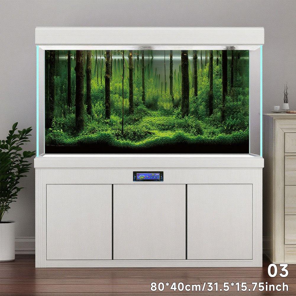 Aquarium Background Sticker Fish Tank Backdrop Forest/Moss/Ocean World DIY Cutting Available Background Self Cling Aquarium Wallpaper Decorations