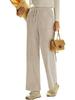 2026 High Waist Lace-Up Corduroy Barrel Pants with Pockets - Wide Leg, Casual, Elastic Long Pants