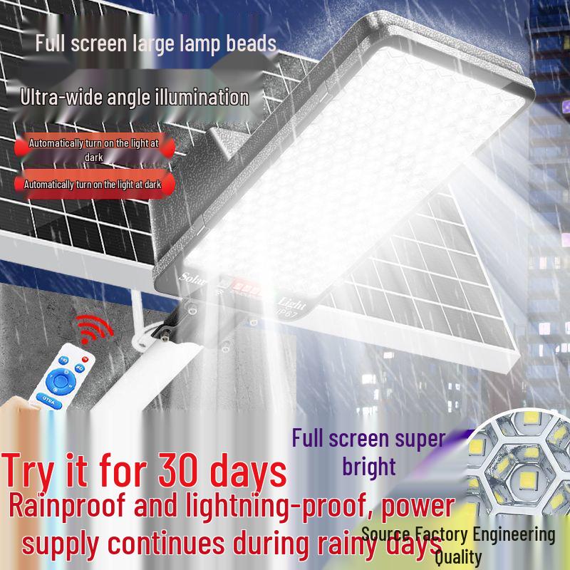 Rural Solar LED Street Light with High Power, Waterproof & Lightning Protection for Outdoor Courtyards and Home Use