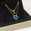 High-end Lucky Four-leaf Clover Necklace for Women 18k Agate High-end Carved Clavicle Chain