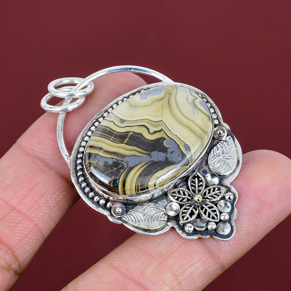 Schalenblende Gemstone Pendant Flower Pendant Handmade Jewelry 925 Sterling Silver Pendant Brand New Pendant Gifts for Her Designer Jewelry