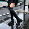 Over-knee Boots Women's Autumn and Winter New Retro Round Head Thick-soled High Boots Thick Heel Elastic Thin Boots