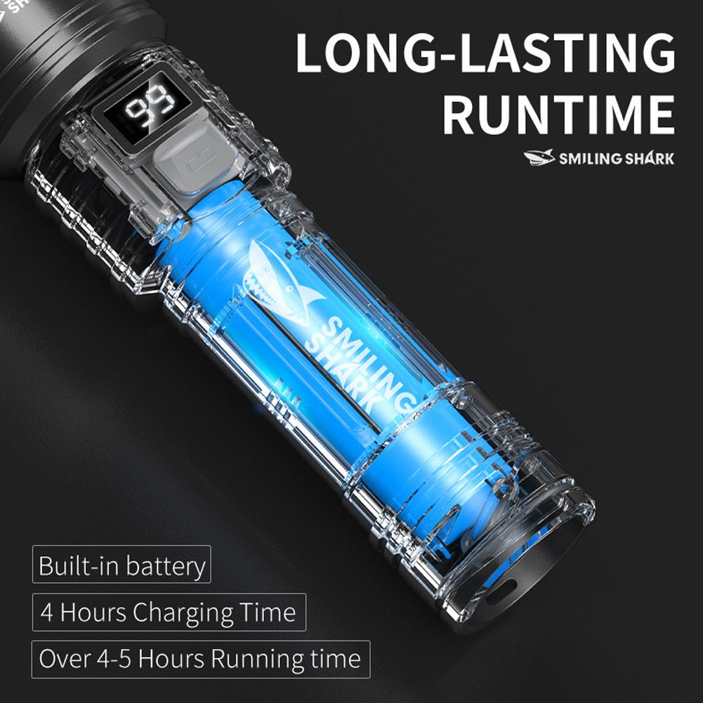 High Strong Power Led FlashlightsTactical Torch With Display Light USB Charging Outdoor Camping Fishing Emergency Zoom Lantern