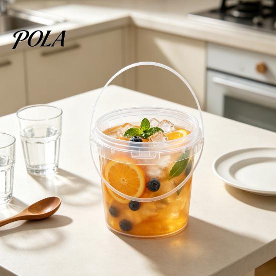 Leakproof Food Containers 2PCS Round Buckets, with Lid And Handle Disposable Containers, Bulk Dry Goods Storage Stackable Food-grade Plastic