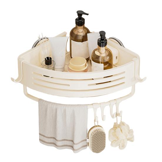 Suport de colț cu ventuză Triunghiular Suport de colț pentru duș Fără găurire Organizator de baie reglabil cu bară pentru prosoape Suport de depozitare pentru duș Bucătărie