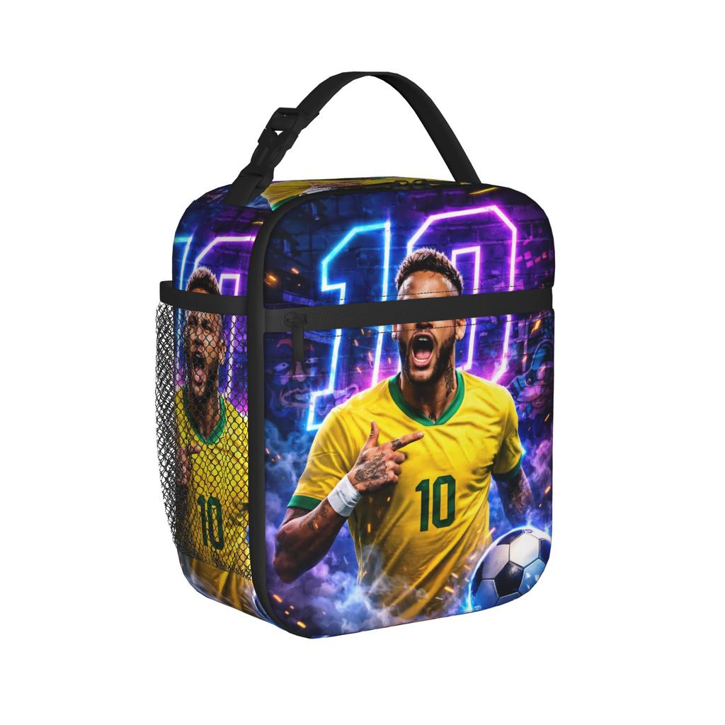 Neymars Brazil Football Insulated Lunch Bag Cooler Bag Meal Container Soccer Number 10 Lunch Box Tote for Men Women School