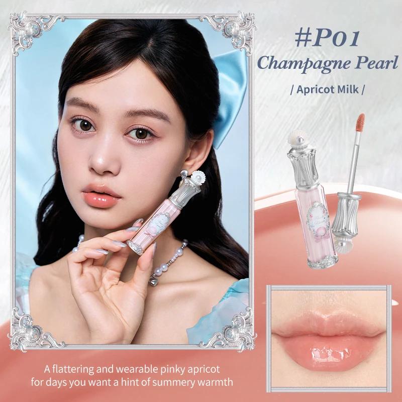 Flower Knows Shell s Jewel Collection Nourishing Lip Glaze P01 Champagne Pearl