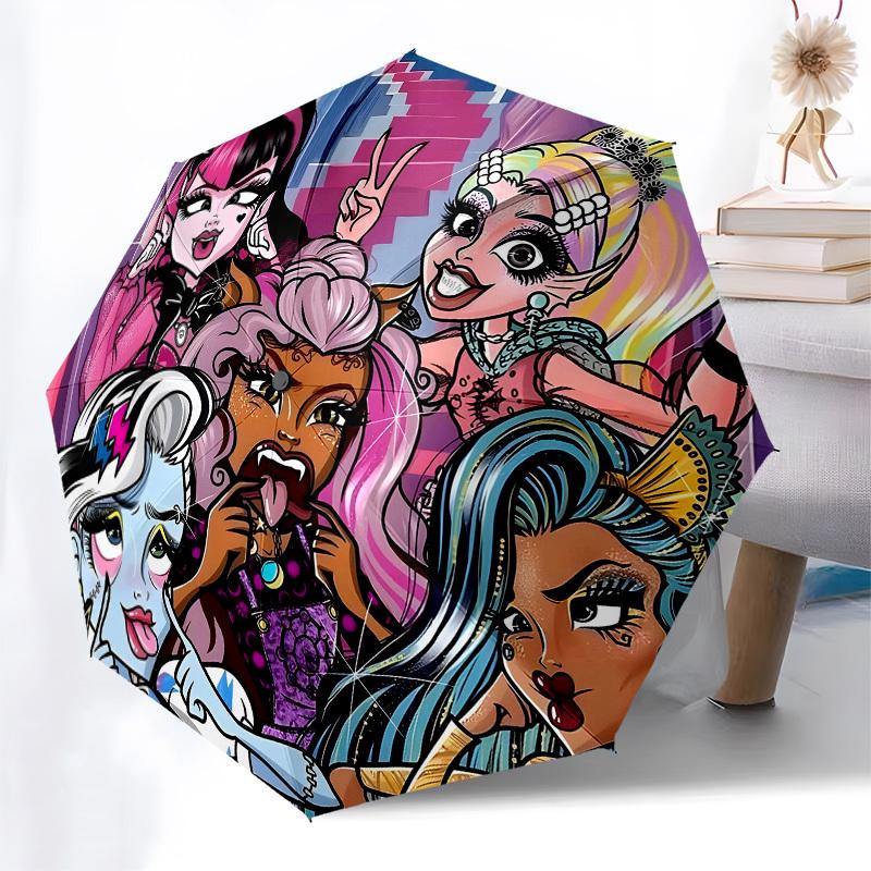 Monster High S Automatic Opening and Closing, 8 Rib Structure Portable Umbrella, Suitable for Men and Women In All Seasons  Perfect Gift for