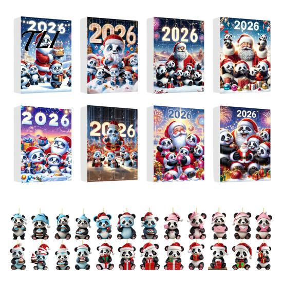 Christmas Advent Calendar Panda Calendar, 24 Days Countdown Contains Acrylic Ornament Set Ornaments, Cute Hanging Decorations for Tree