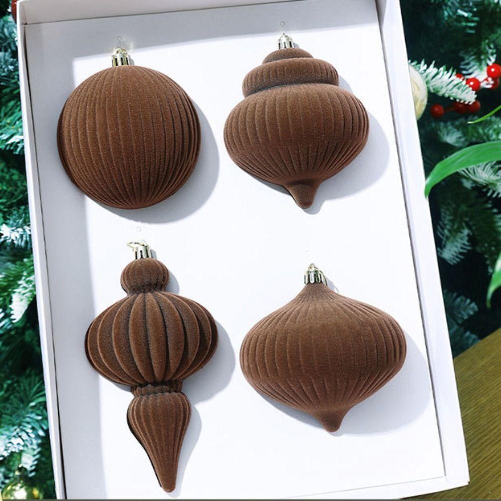4pcs Creative Mini Christmas Ball Decoration Flocked Christmas Baubles Ornament  Window