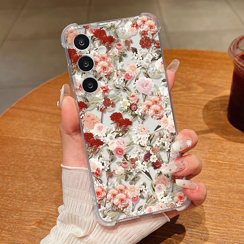 Little Flowers Patterned Phone Case For Samsung Galaxy S26 S25 S24 S23 Ultra S22 Plus S21 S24 S25 FE Clear Shockproof Soft Cover