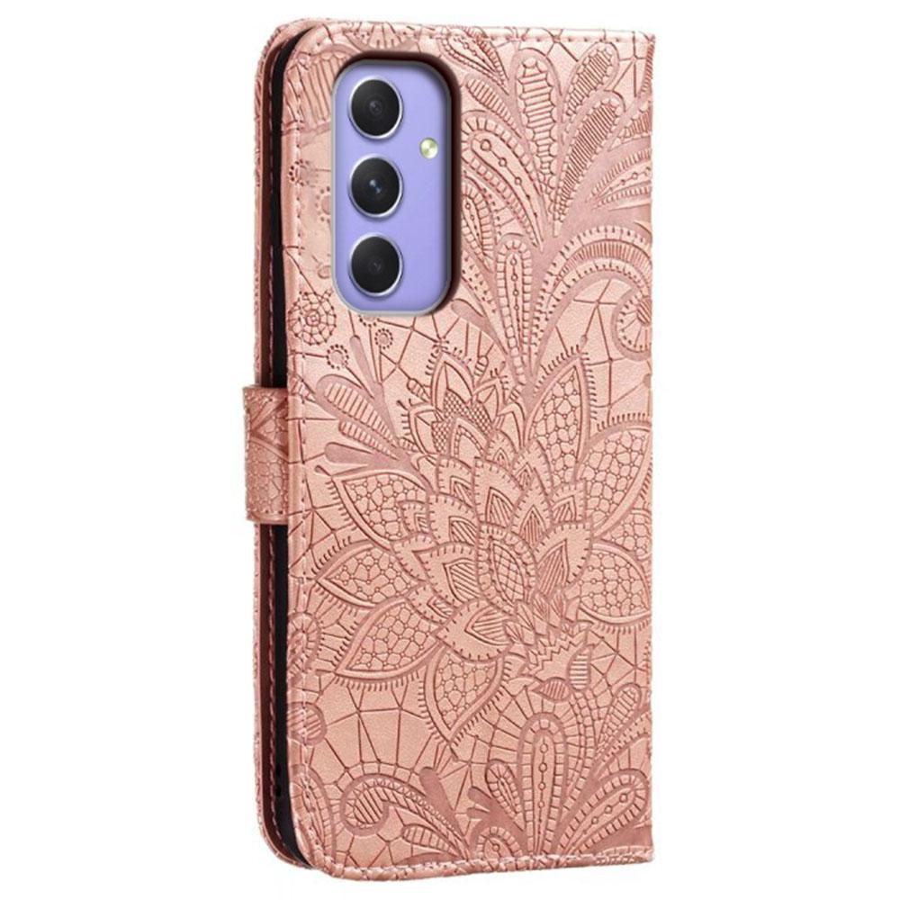 For Samsung Galaxy S25/S24 Case Lace Flowers PU Leather Flip Wallet Phone Cover