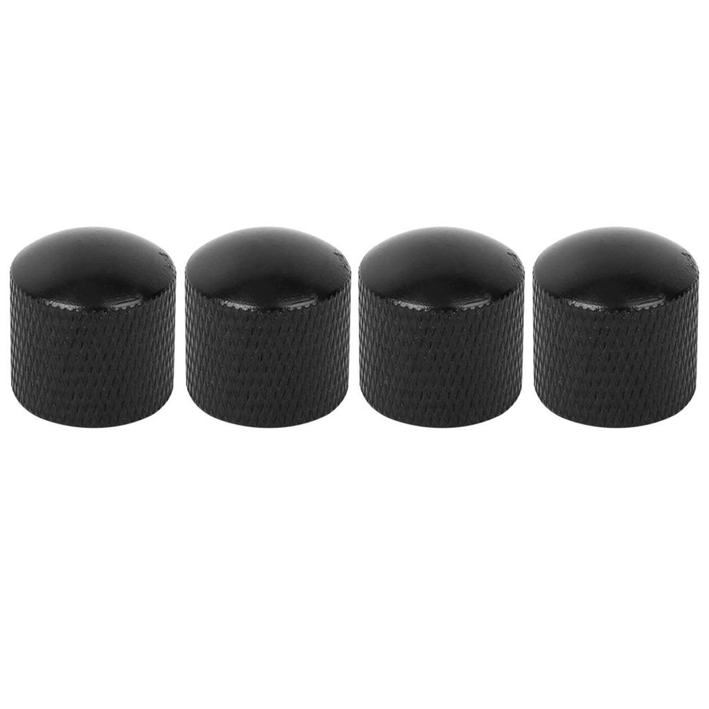 4 Pcs Durable Dome Knob Volume Tone Control Replacement Parts for Electric Guitar Bass(Black)