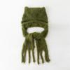 Bear ears wool hat women's autumn and winter thermal belt scarf cover cold hat simple and fashionable ear protection plush knitted hat