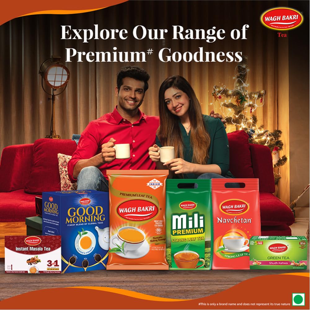 Wagh Bakri Premium Assam Leaf Tea 500g Pack of 2 Strong Taste Refreshing Aroma Black Tea