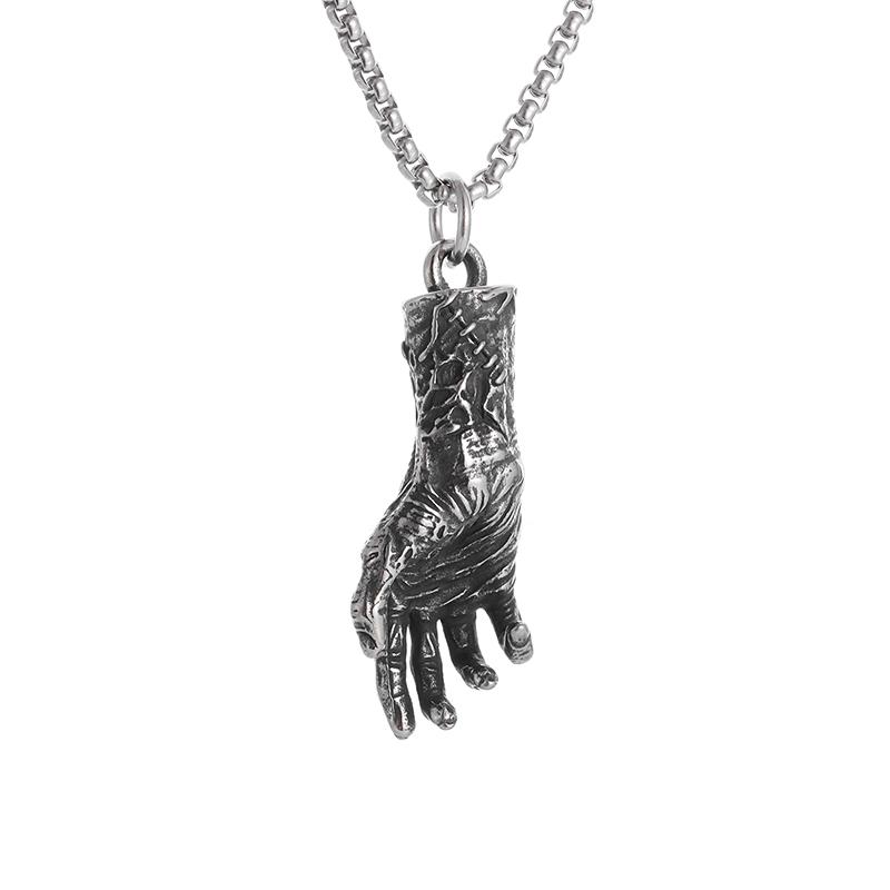 Vintage Gothic Demon Hand Nero Demon Buster Necklace Pendant Men's Personality Cool Punk Jewelry Halloween Gift