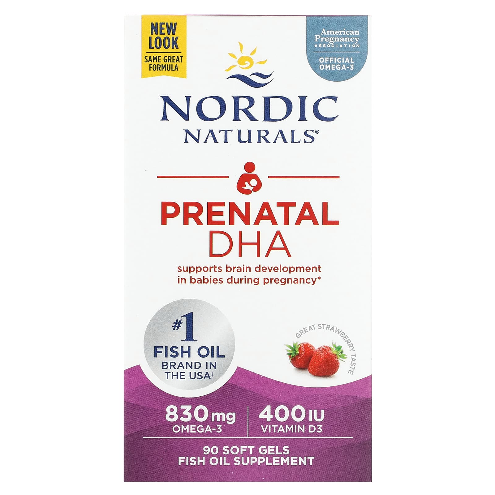 

Nordic Naturals, DHA для вагітних, смак полуниці, 90 капсул