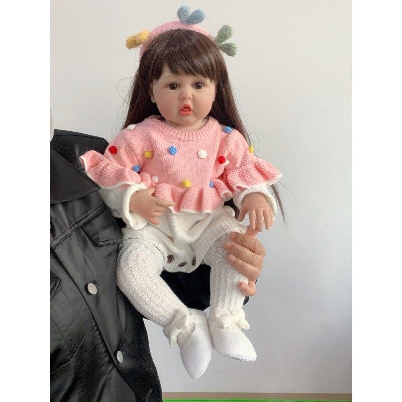 BZDOLL 24 tums Reborn Baby Naturlig Docka Med Tyg Kropp Mjuk Silikon 60cm För Tjej Vinyl Prinsessan Bebe Födelsedagspresent Dress Up Boneca