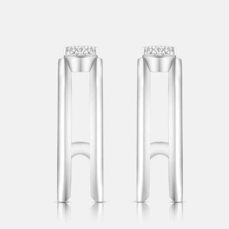 METROCITY JEWELRY Link Sterling Silver White Earrings A231SE0095WPA