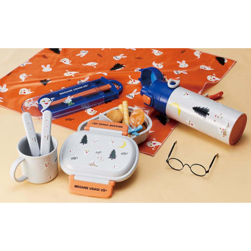 Skater Children's Lunch Cloth, 43x43cm, Made in Japan, Glasses Rabbit Design, for Boys and Girls, KB4