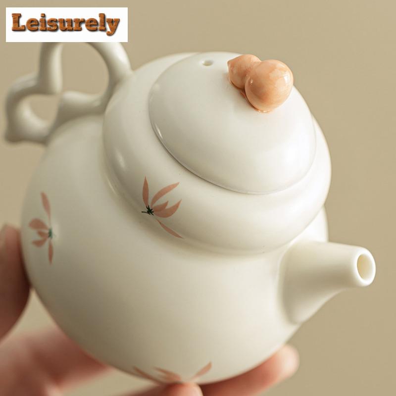 120ml Orchid Wind Chime Gourd Ceramic Teapot Zen Tea Infuser Pot Tea Soaking Kettle With Strainer Kung Fu Tea Ceremony Ornaments