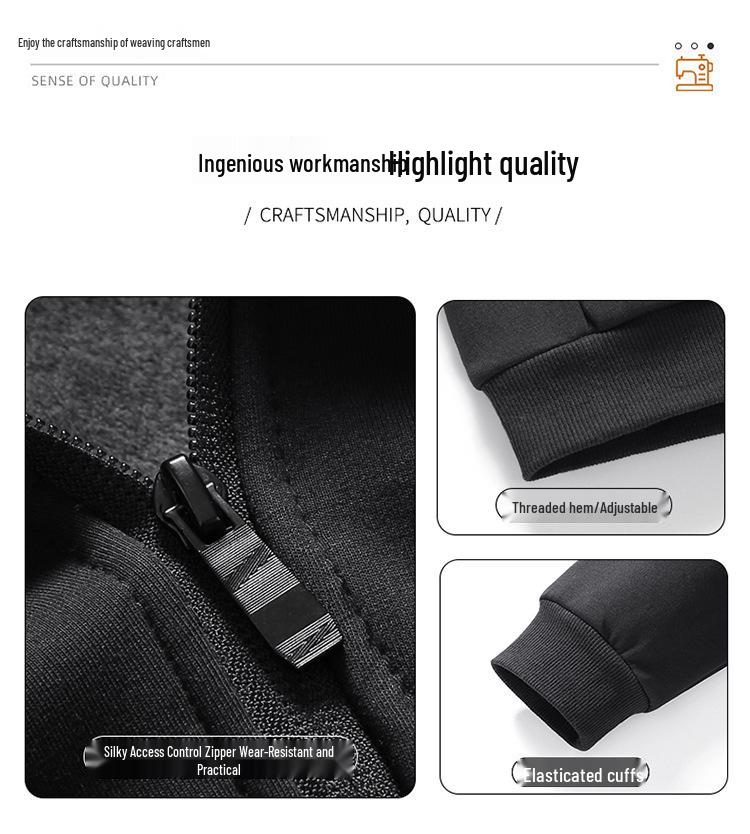 Tuta sportiva da uomo in pile stile coreano con maniche lunghe e pantaloni slim in cotone