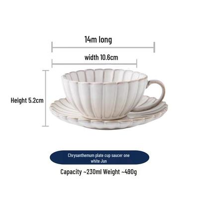 OLOEY Ceramic Mug with Chrysanthemum Saucer Set