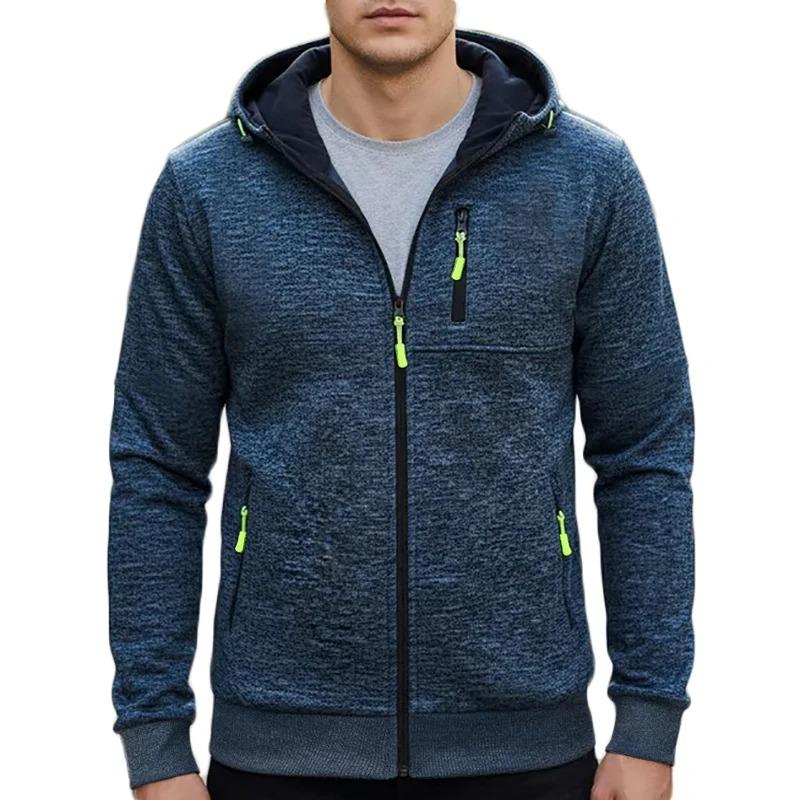 Aututmn Hot Sale Men's Sweatshirts Jacket Slim Fit Fashion Fluorescent Zipper Hooded Outwear Casual Stylish Cozy Jackets
