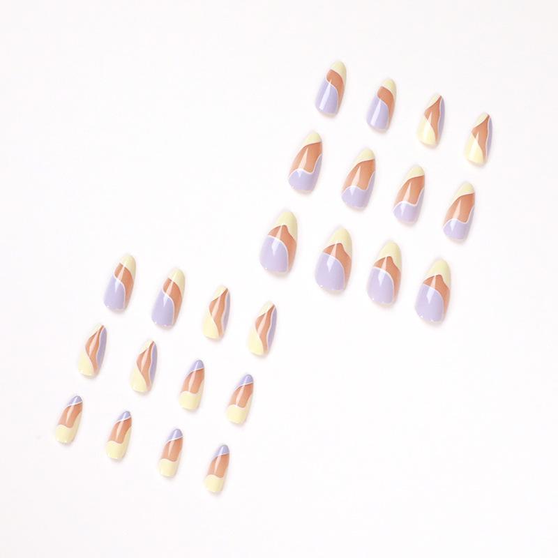 Cream Purple Wearing Nail French Manicure Color Matching Fake Nail Manicure Patch, Direct Purchase Nail Patch