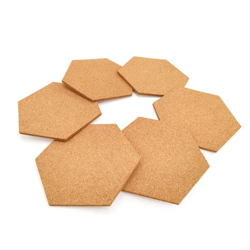 5PCS Cork Notice Board Self Adhesive Hexagon Cork Board for Photo Wall Decorations DIY Office Bulletin Board Corkboard