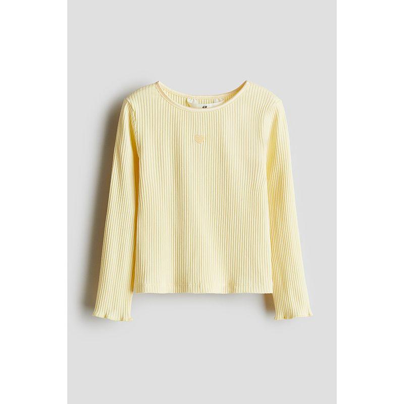 

HM Children s Clothing Girl T-shirt Autumn Soft Plaid Silm Cotton Tops 1252064 Yellow 120/60(4-6Y)