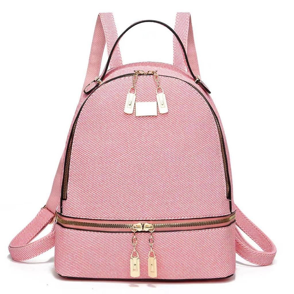 Stylish Macaron Color Canvas Backpack With Large Capacity For Travel And School Use