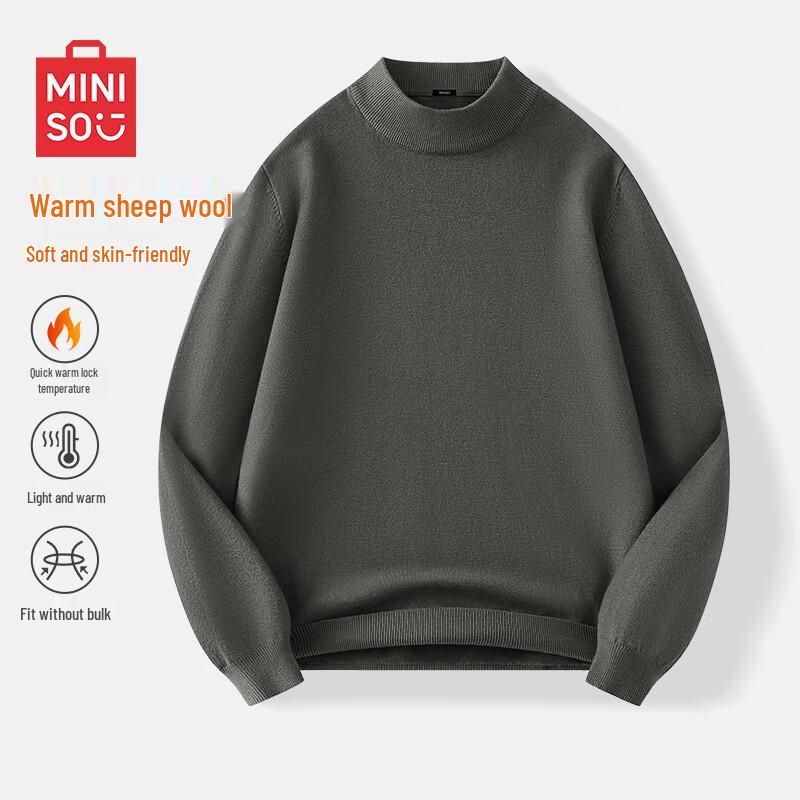 

MINISO Men s Half-High Collar Sheep Wool Sweater 2XL
