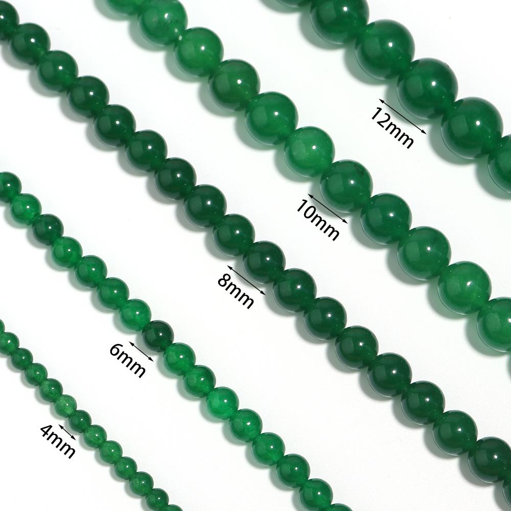 Natural Stone Beads 4 6 8 10 12 mm Dark Green Chalcedony Jade Round Loose Spacer Beads For Jewelry Making DIY Bracelets Necklace