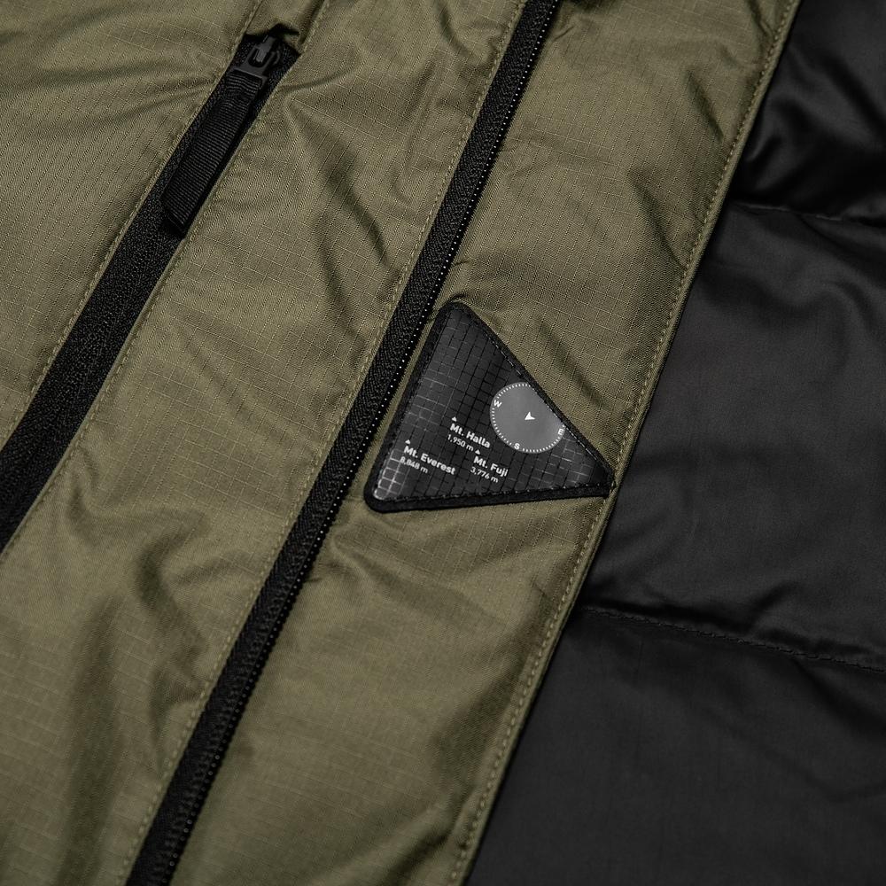 adidas Casaco Acolchoado com Capuz Colorblock Masculino Roupa Exterior Verde-Oliva Escuro HE3689