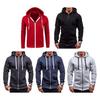 Fall Winter Men Jacket Hooded Drawstring Zip-up Long Sleeves Solid Color Cardigan Elastic Cuff Pockets Mid