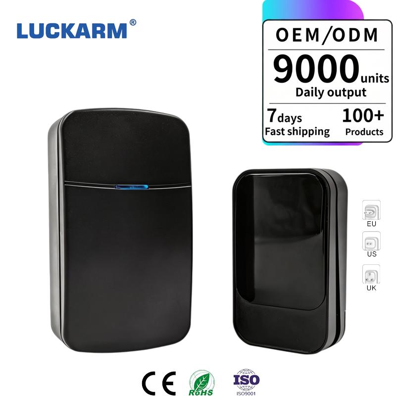 LUCKARM Black Wireless Door Bell Battery Free Self Powered Home Door Bell Chime Electric Ring Waterproof Wireless Doorbell чёрный