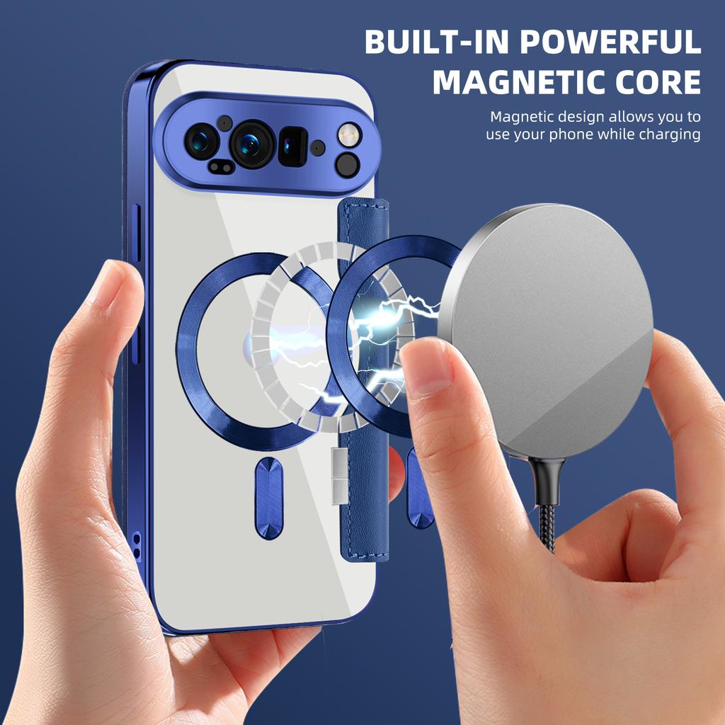 For Google Pixel 9 Pro XL Magnetic Case Rhombus PU Leather Phone Cover