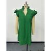 Summer Fashion Versatile Lotus Leaf Sleeve V-neck Dress