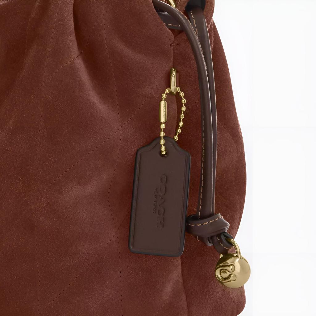 Coach Faye Suede With Smooth Leather Small Lucky Bag Crossbody Bag, Shoulder Bag Mini Women's Vintage Brown CDC42-IMYEF